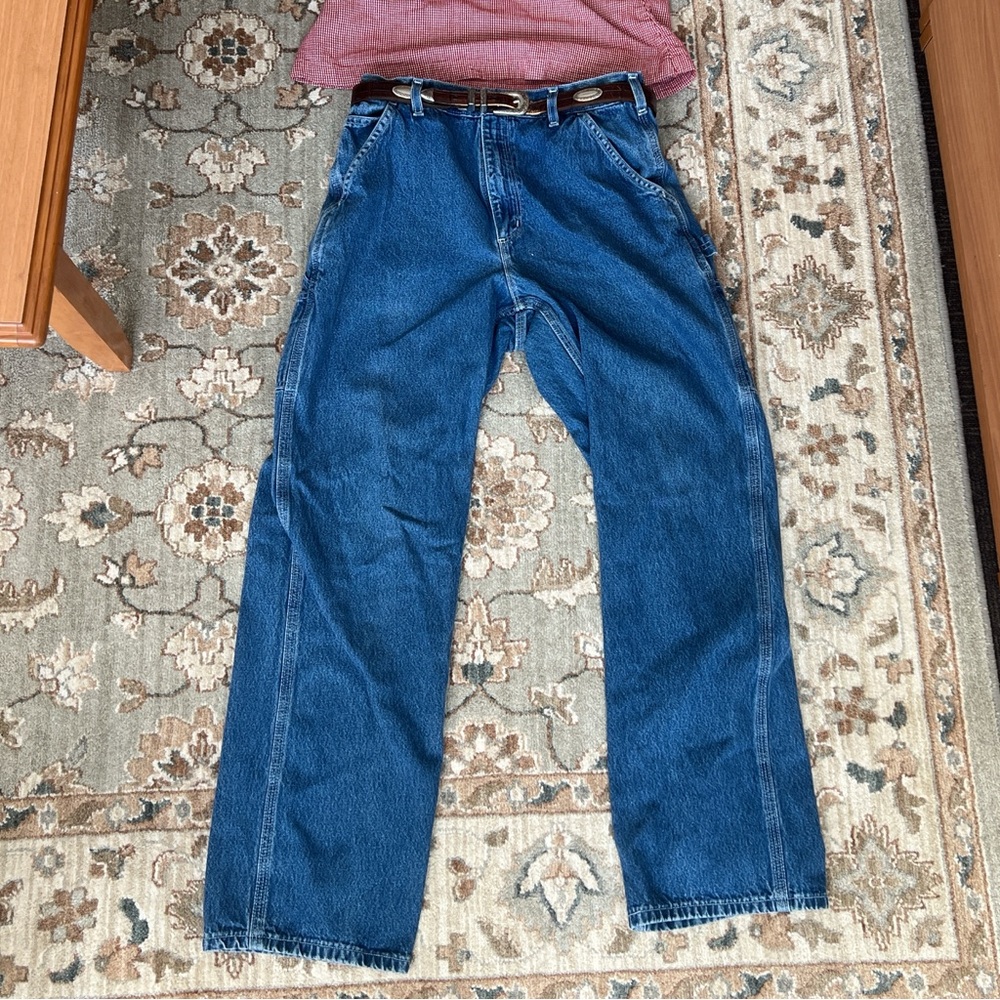 Dark wash carhartt cargo jeans